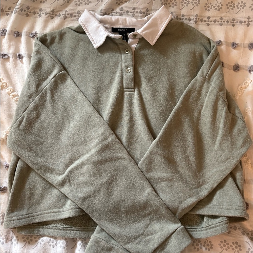 Forever 21 Green Polo Sweater Relaxed Fit